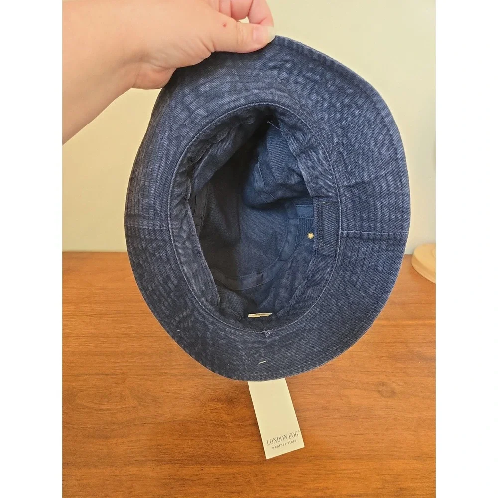 Vintage London Fog Weather Wear Canvas Bucket Hat Navy Blue Mens M Made in USA